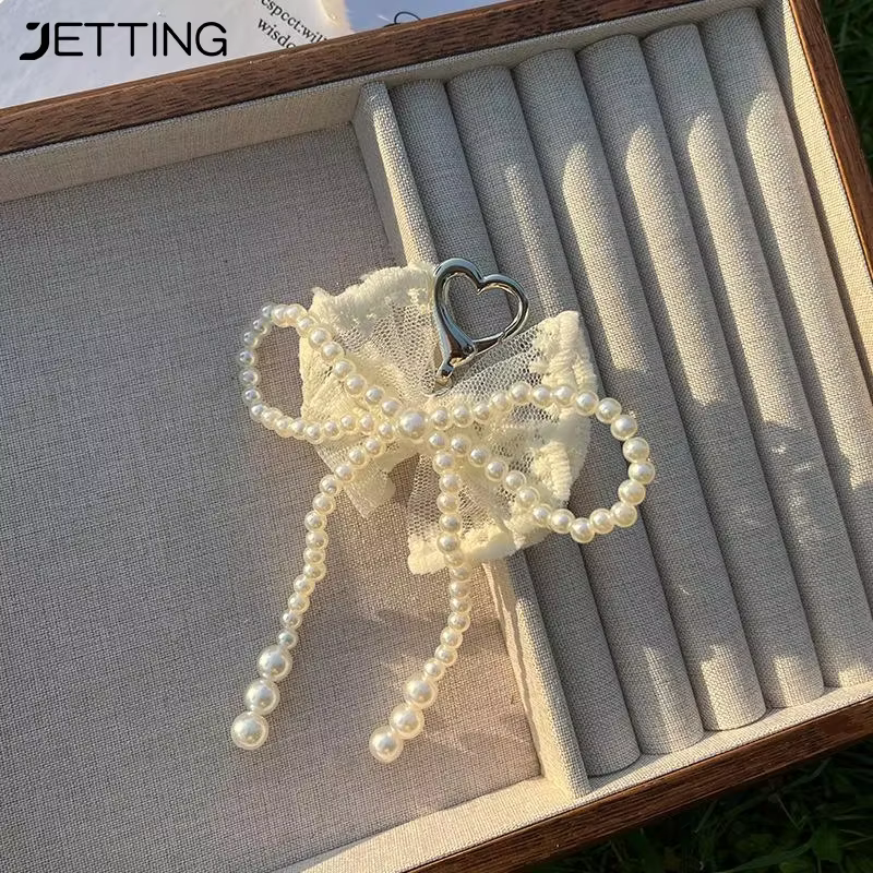 Accessoires de sac à nœud en dentelle, pendentif de téléphone portable, porte-clés en dentelle, pendentif de sac blanc, chaîne de téléphone portable, accessoires de sac
