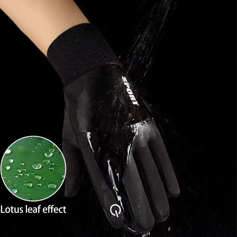 Ensemble de gants de cyclisme imperméables avec doublure en tissu tactile en laine