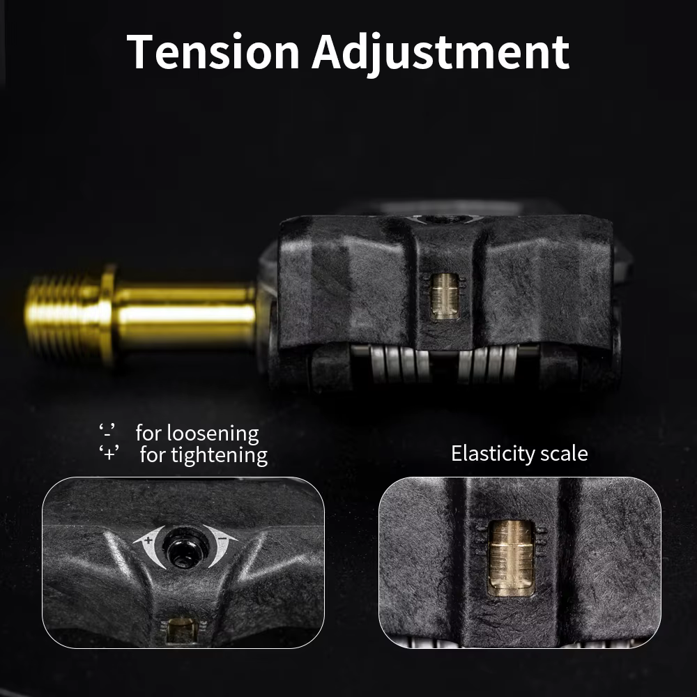 Nouveau KINAN pédale de verrouillage de vélo 198G 94x69MM corps en Fiber de carbone alliage de titane axe doré avec