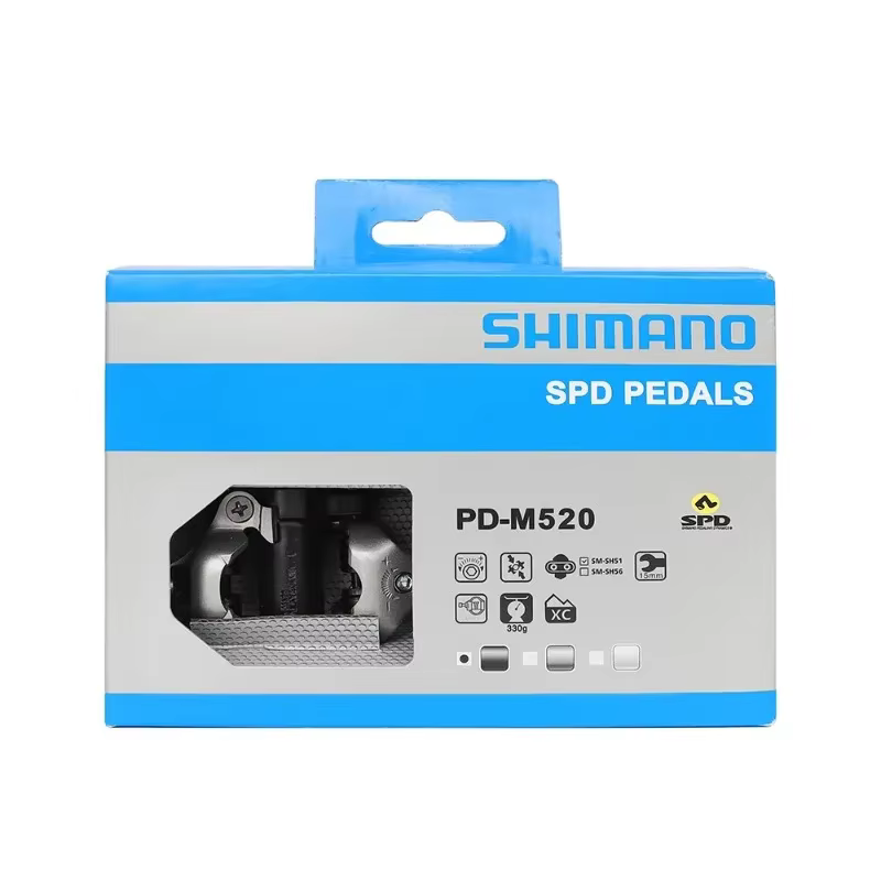 Système Shimano M520 SPD double face - Conception à clipser facile avec roulements étanches pour une durabilité accrue au cyclisme