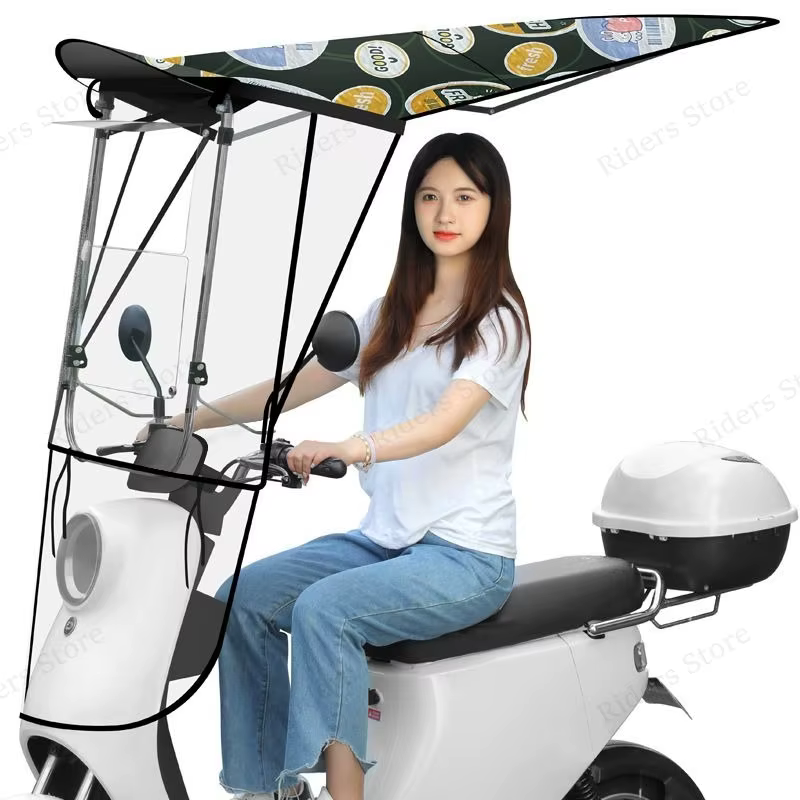 Auvent amélioré pour vélo électrique 360 ° Abri pliable rotatif coupe-vent