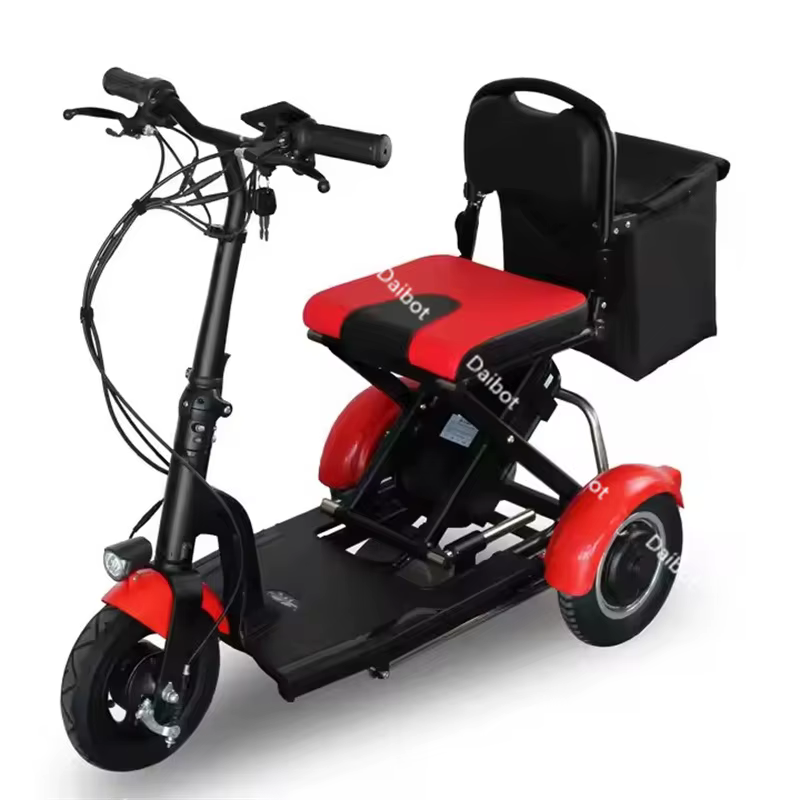Trottinette de mobilité pliante légère à 3 roues pour personnes âgées avec dossier pliable/support de sac 300w Tricycle électrique voiture adultes