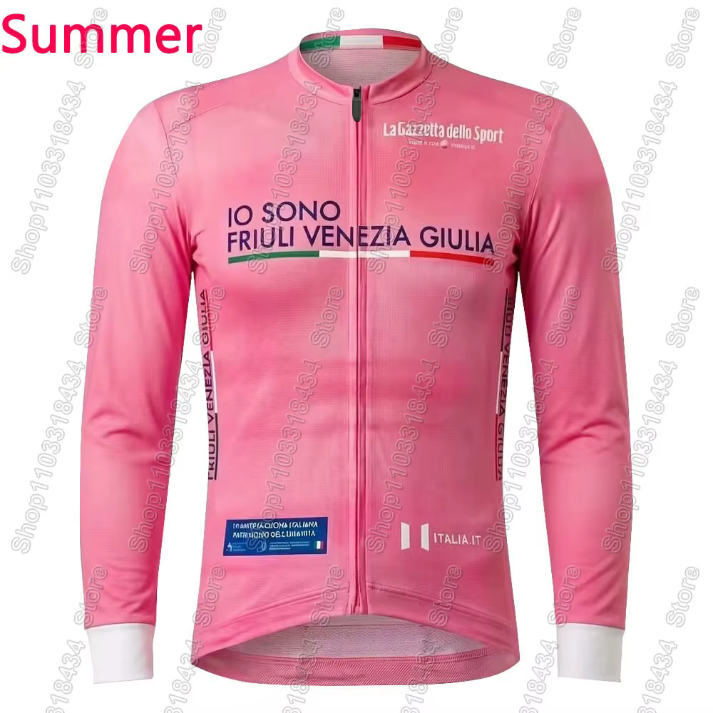 Maillot de cyclisme Tour de l'Italie Rose 2026 Manches longues Bleu Giro-Violet Vêtements de vélo de route Hauts