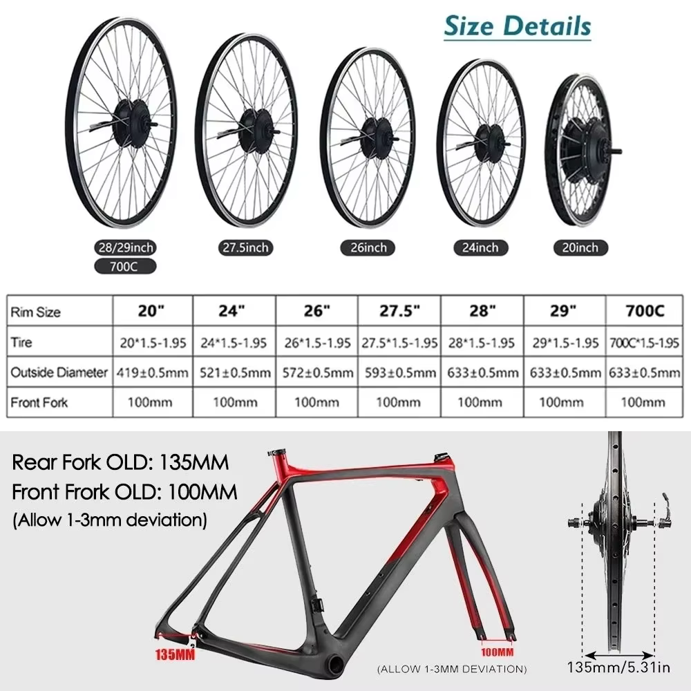 Moteur de roue de vélo électrique 36V 250W 350W 500W