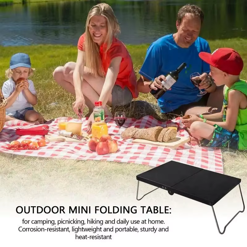 Table pliante de camping de petite taille, tables de pique-nique d'extérieur en alliage d'aluminium léger, bureau de café pliable pour la randonnée et la pêche