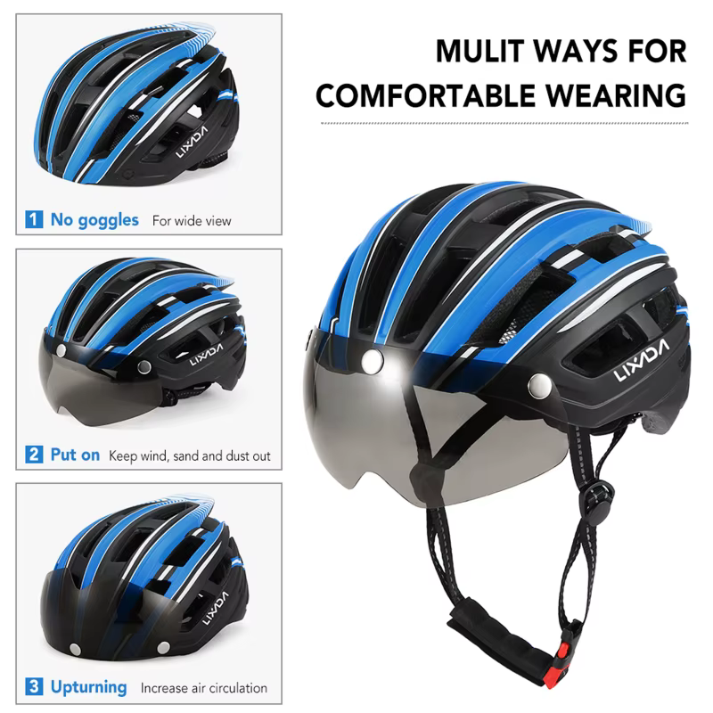 Casque de vélo de montagne avec poignées de lumière arrière
