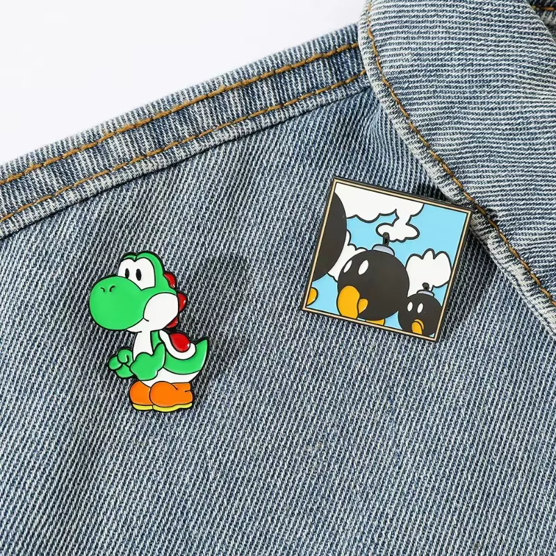 Broche Super Mario Yoshi Anime Créative, Épingles de Décoration pour Sac, Décoration de Sac à Dos, Accessoires de Revers en Émail Drôles et de Dessin Animé, Cadeaux