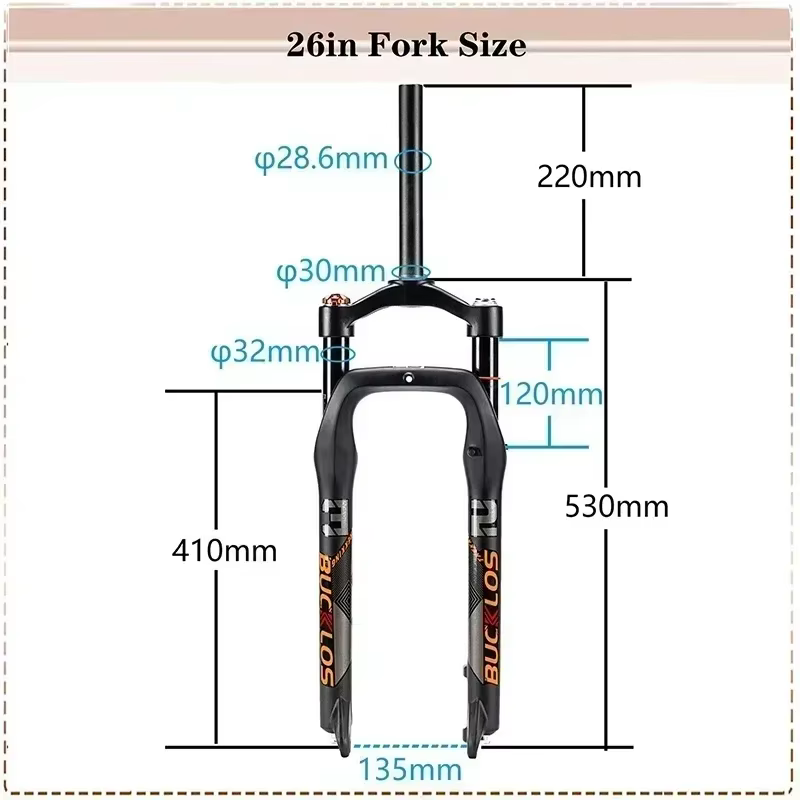 BUCKKub26X4.0-Fourche de vélo à suspension pneumatique