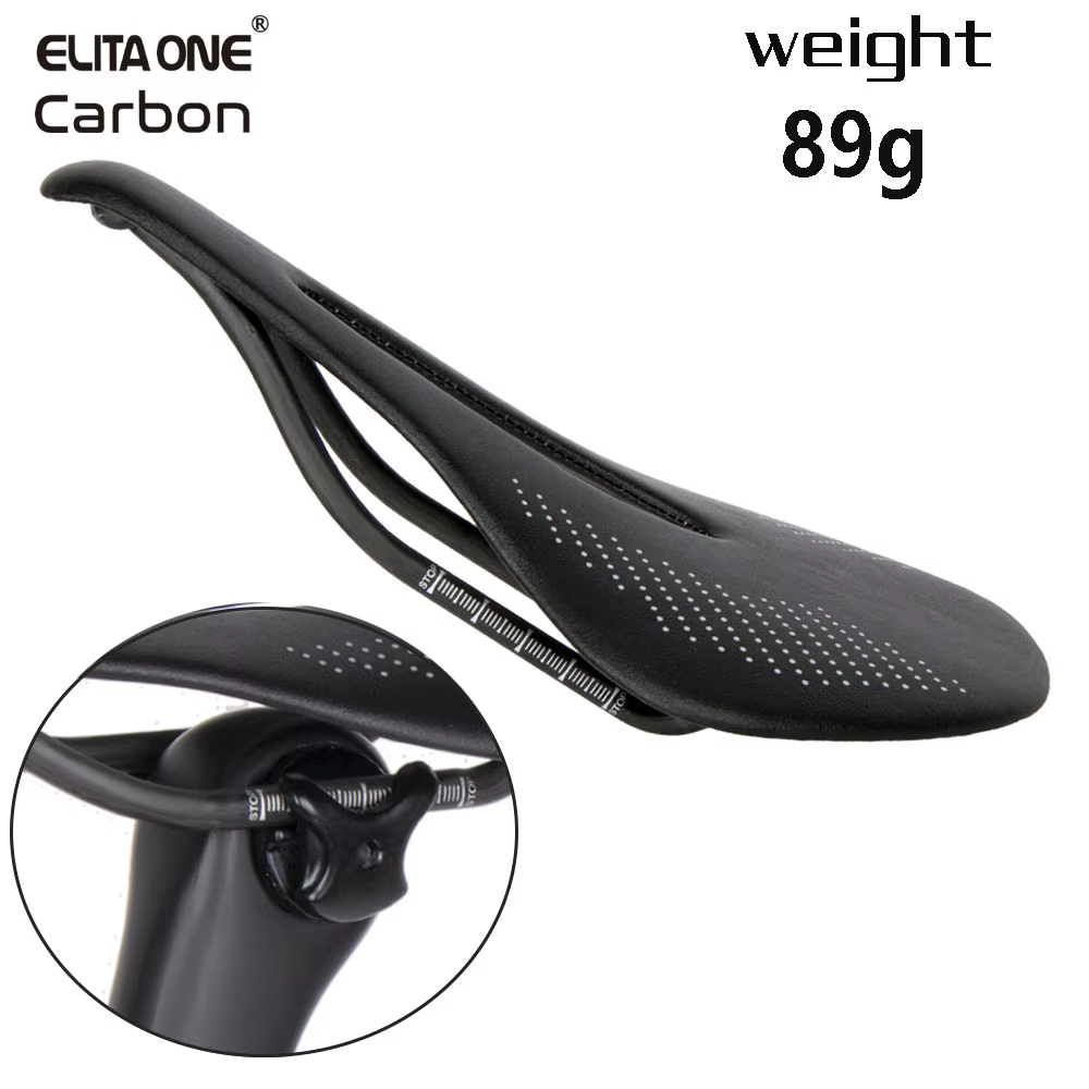 ELITAONE selle de vélo route/Mtb 240x143mm Rail rond en Fiber de carbone 7*7mm Super léger 89g