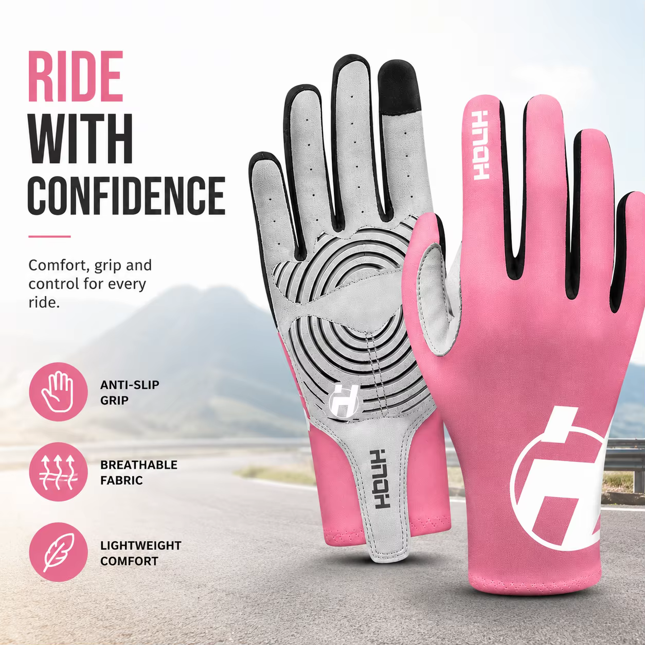 Gants de cyclisme à doigts complets en tissu Lycra