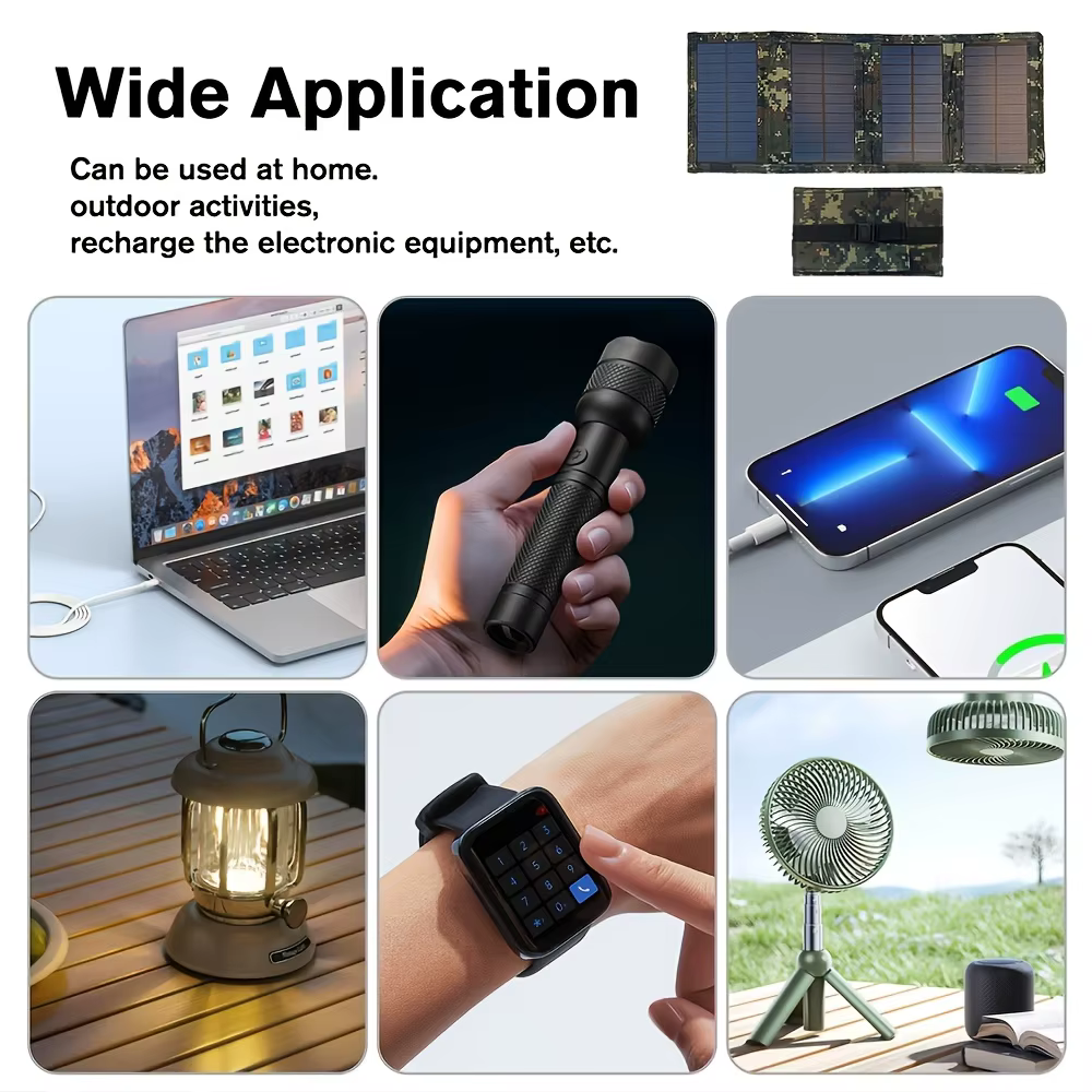 1 panneau solaire pliable pratique avec port USB 5V
