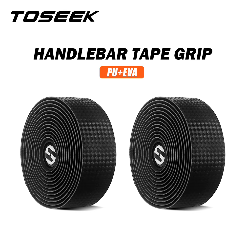 Ruban de guidon de vélo de route TOSEEK en cuir PU tressé carbone 3K