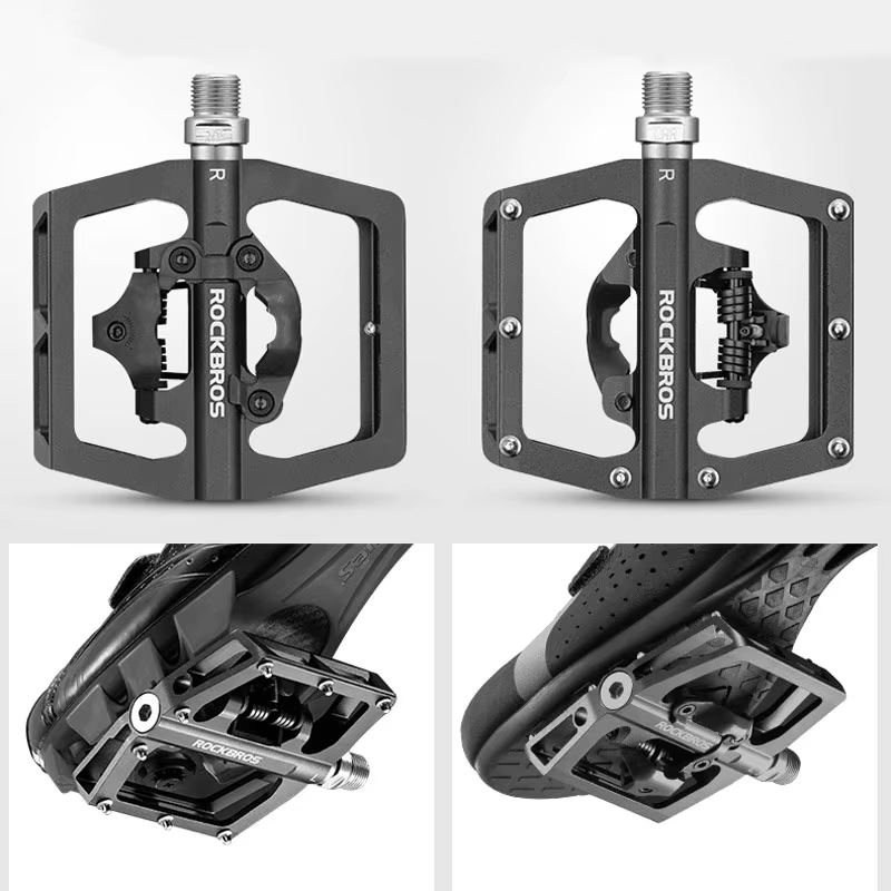 Pédale de vélo ROCKBROS 2 en 1 avec cale libre pour système SPD