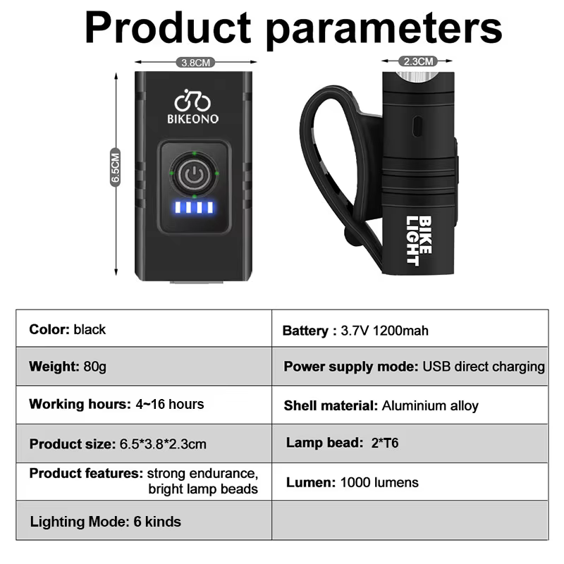 Lumière de vélo USB Rechargeable vtt lampe avant phare