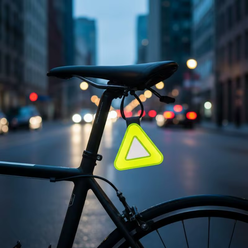 Panneau de signalisation triangulaire réfléchissant pour vélo