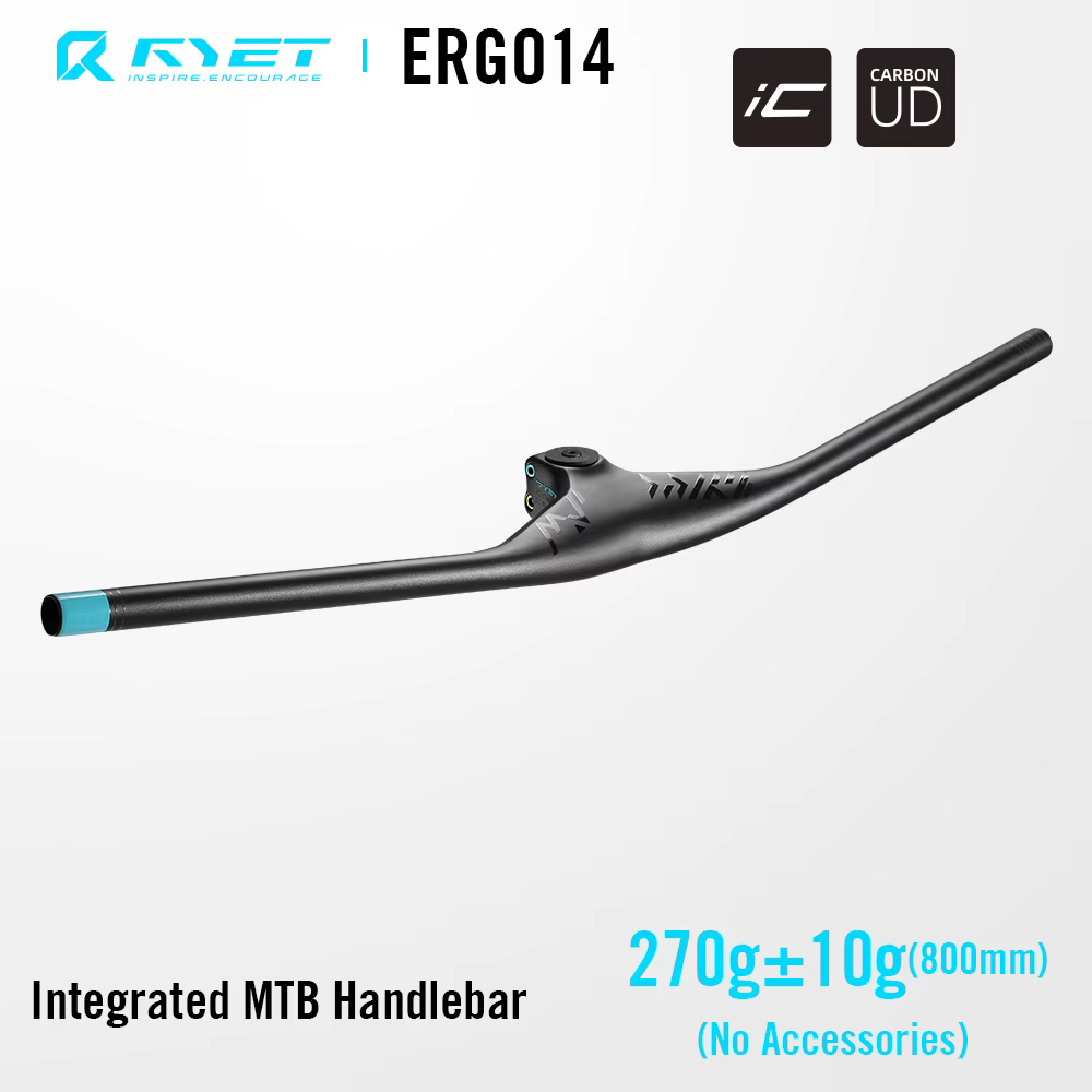 Guidon intégré RYET Carbon MTB -7 ° Potence plate monobloc Degrees Fiber Rise 800mm XC pour VTT