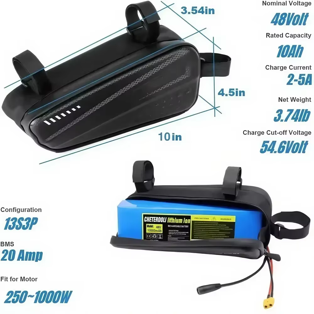 Batterie rechargeable 18650 36V 48V 8Ah 10Ah 12Ah 14Ah avec sac