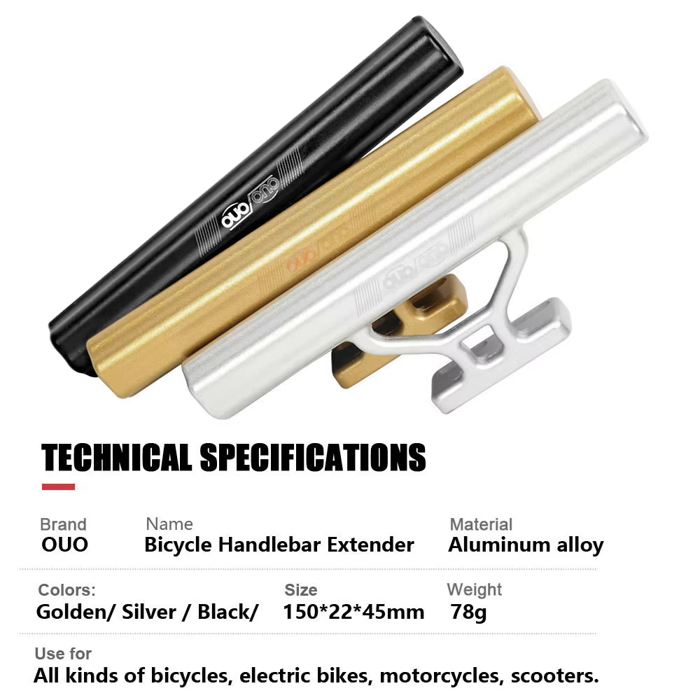 OUO support d'extension de guidon de vélo ultraléger en alliage d'aluminium, accessoire de cyclisme