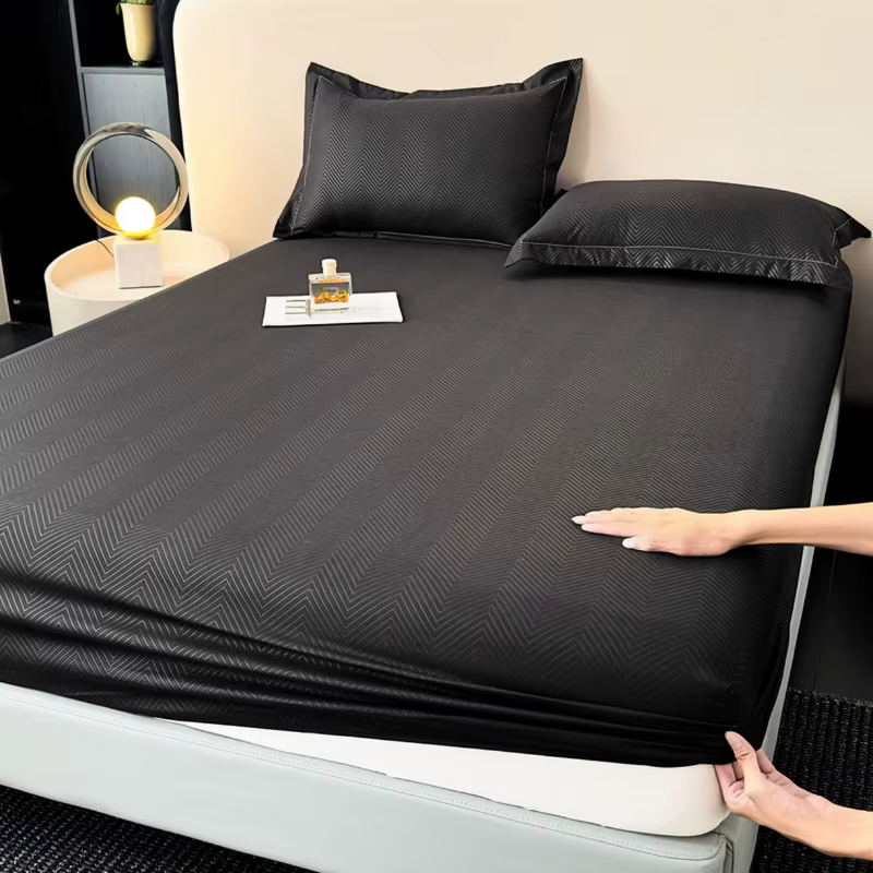 Nouvelle drap-housse en microfibre brossée gaufrée à poches profondes 360 ° Housse de matelas élastique tout autour, douce, respirante, pour matelas de 5 à 28 cm