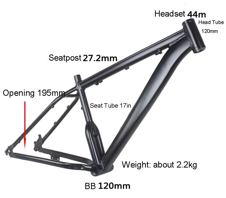 Cadre en alliage d'aluminium pour vélo de neige ultra large