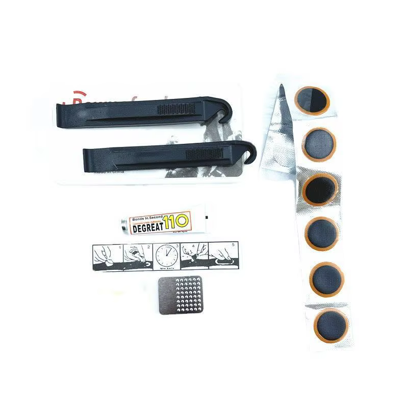 Kit de réparation de pneus de vélo avec patchs en caoutchouc