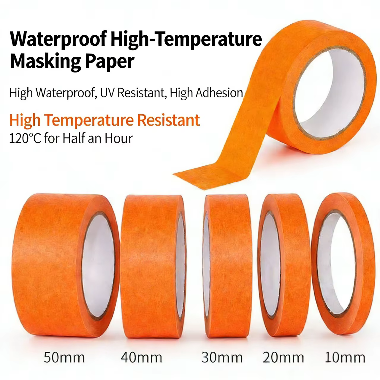 Ruban Washi Orange vibrant, amovible, sans résidus, pour projets de bricolage, Scrapbooking, autocollants pour Journal, décoration de fête, emballage cadeau