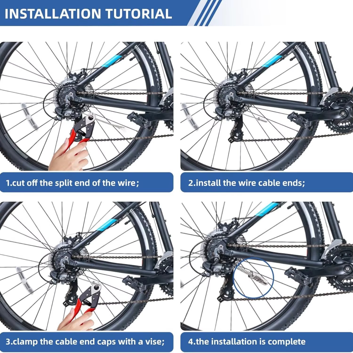 Lot de 50 embouts de câble de vélo avec clips rotatifs pour câbles de frein VTT pour un cyclisme fluide et des performances améliorées