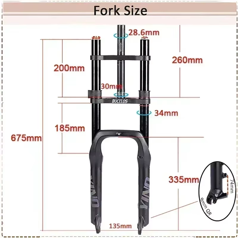 BUCKLOS double couronne 20 pouces Ebike gros vélo fourche 20*4.0
