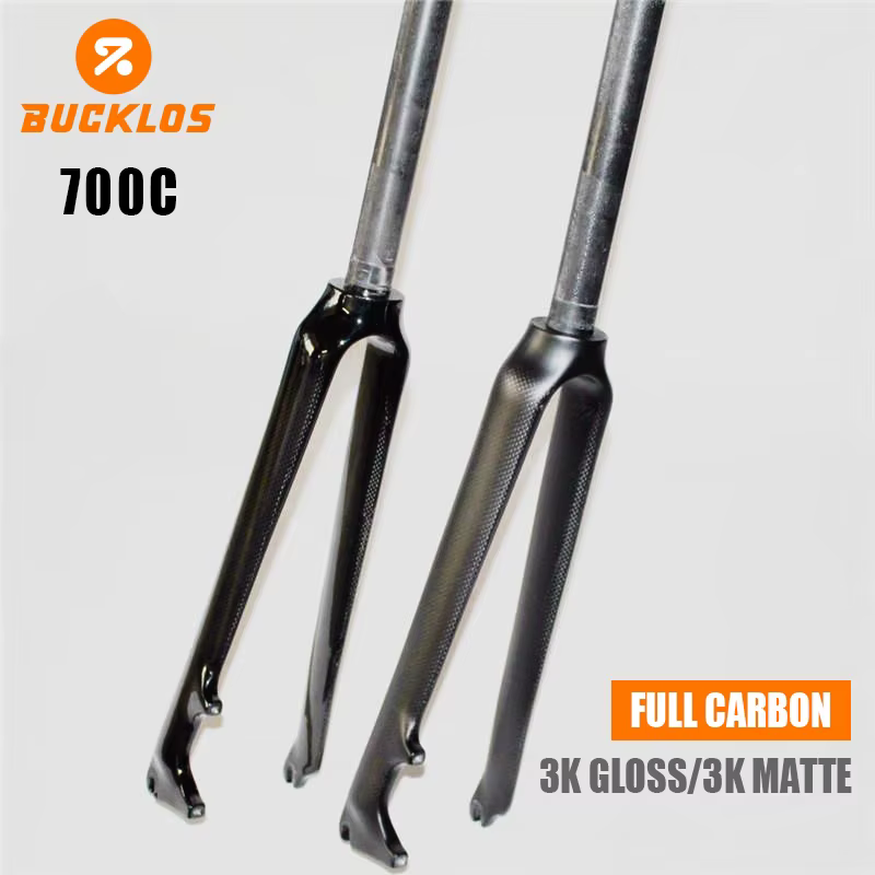 Fourche de vélo de route BUCKLOS 700c entièrement en carbone 3K brillant/mat, fourches de vélo à pignon fixe pour cyclisme sur piste