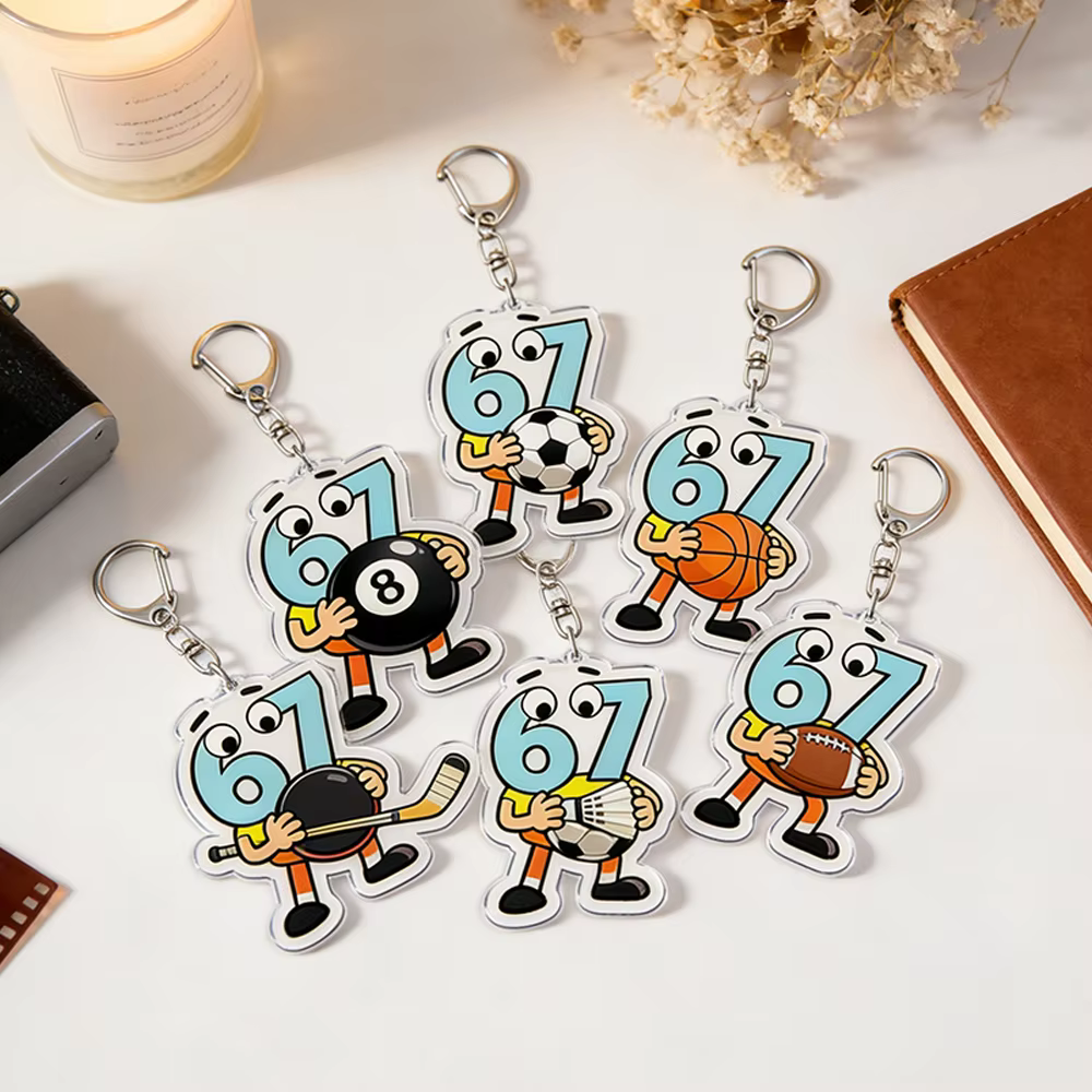 Porte-clés amusants 6 7 Six Sept, accessoires de sac, porte-clés Meme 67, basketball, football, hockey, bijoux, cadeaux pour amis
