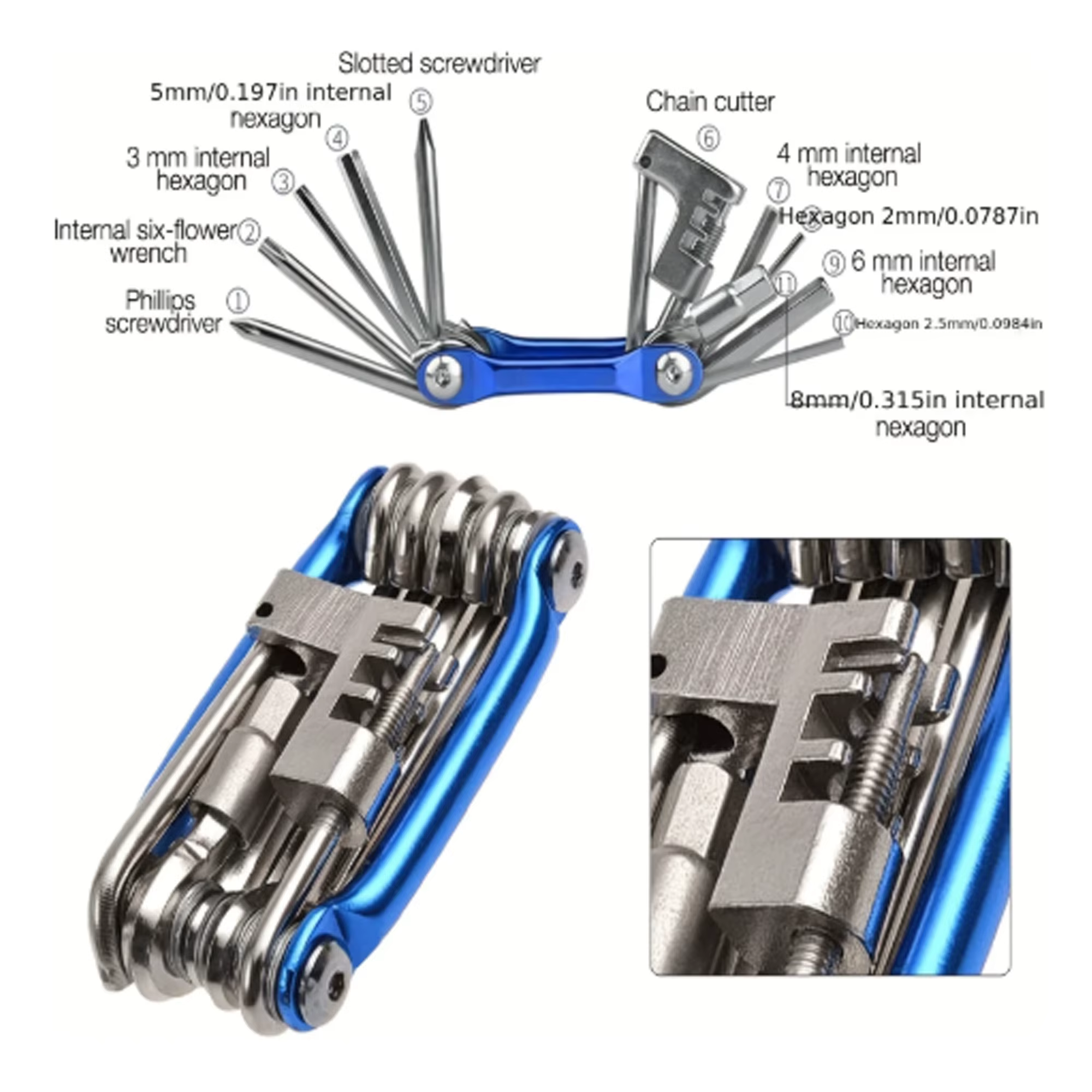 Kit d'outils de réparation de vélo multifonctionnel portable 11 en 1 pour le cyclisme en plein air*