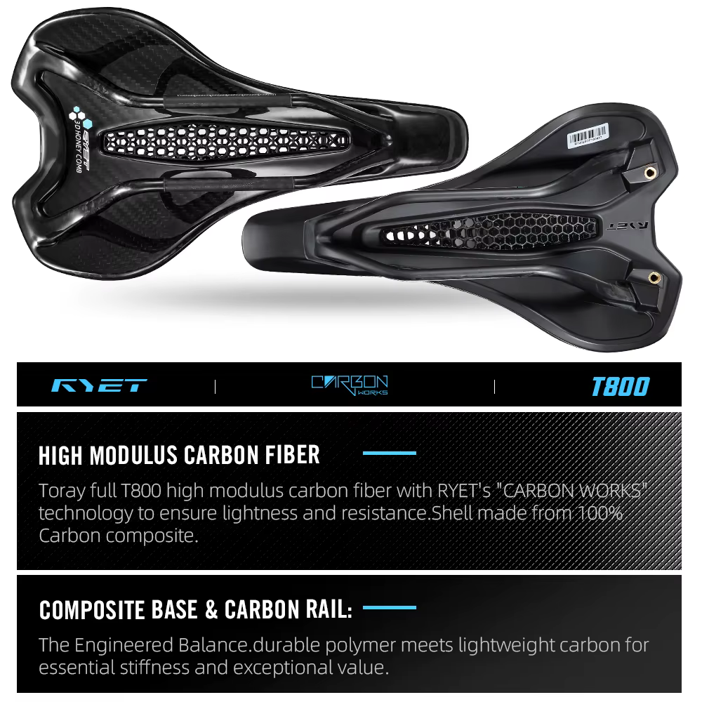 Selle de vélo RYET en carbone imprimée en 3D
