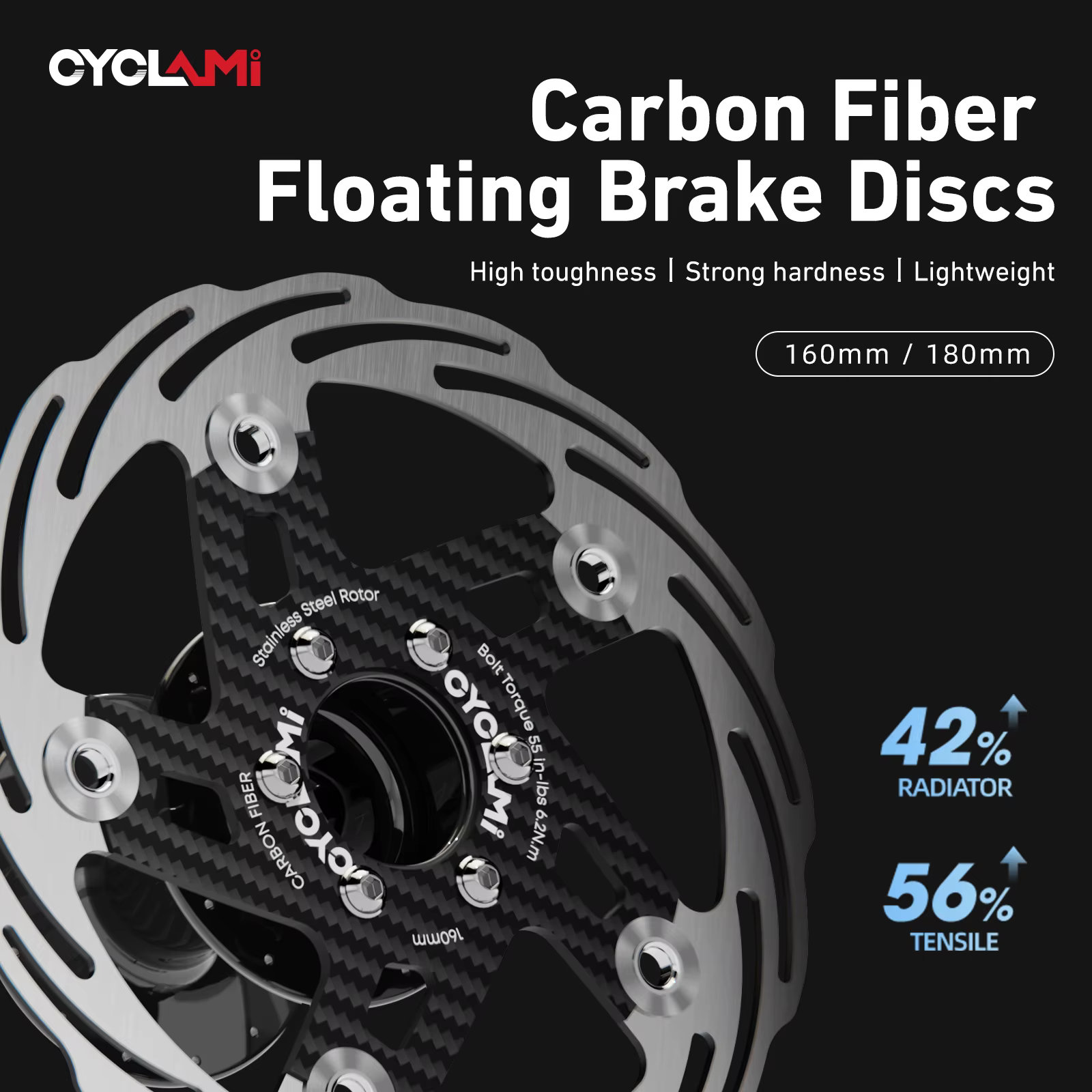 CYCLAMI frein à disque de vélo 160/180mm Rotors flottants