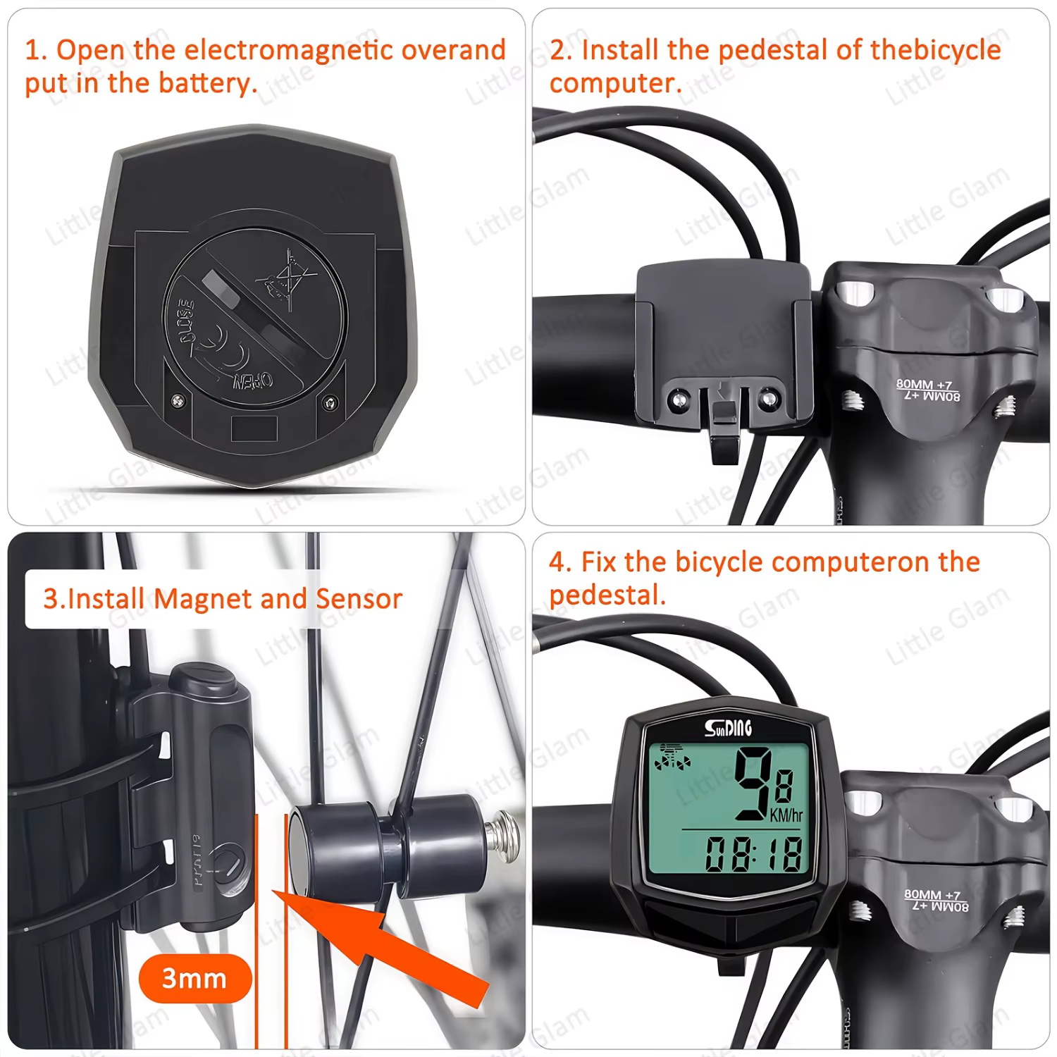 Compteur de vitesse multifonctionnel filaire pour vélo - Grand écran