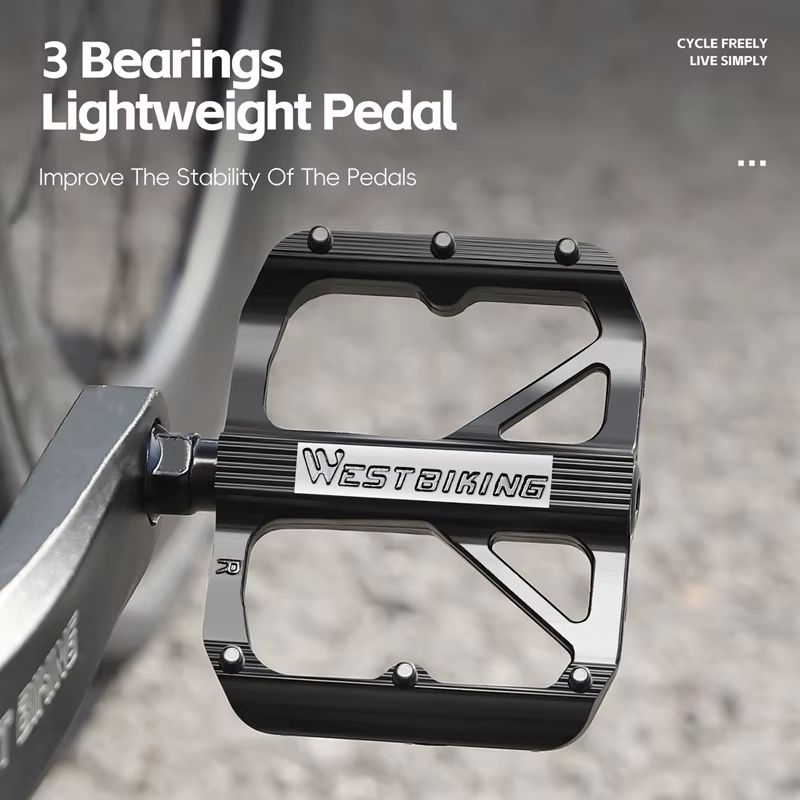 Pédales de vélo légères WEST BIKING à 3 roulements