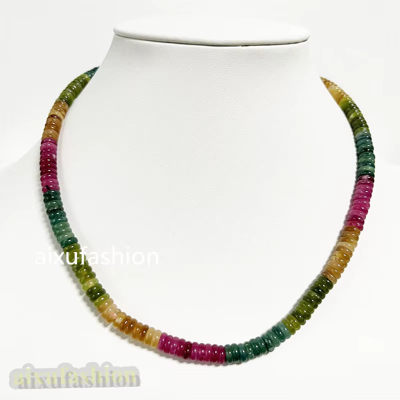 Collier Tourmaline ovale 2x6MM, Vintage, bijoux en pierre naturelle brésilienne, Noble, élégant, chaîne de perles exquise, ras du cou