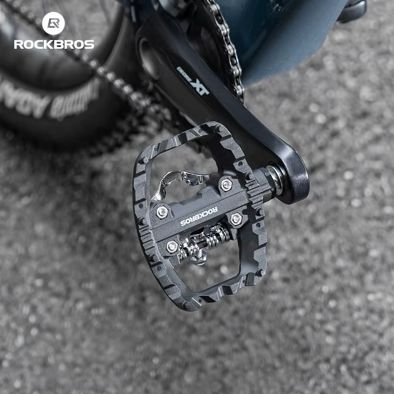ROCKBROS pédales de vélo demi-verrouillage pédale plate 2-en-1 anti-dérapant Nylon vtt