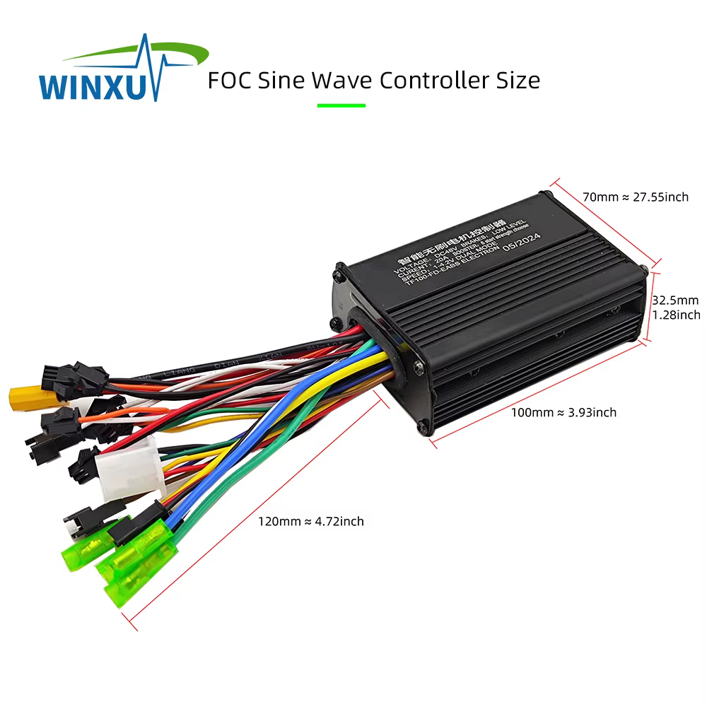 Contrôleur de moteur sans balais à onde sinusoïdale FOC pour vélo électrique 36V 48V 500W 25A