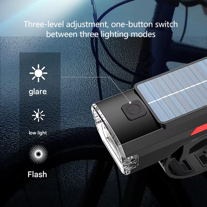Feu avant de vélo à charge solaire