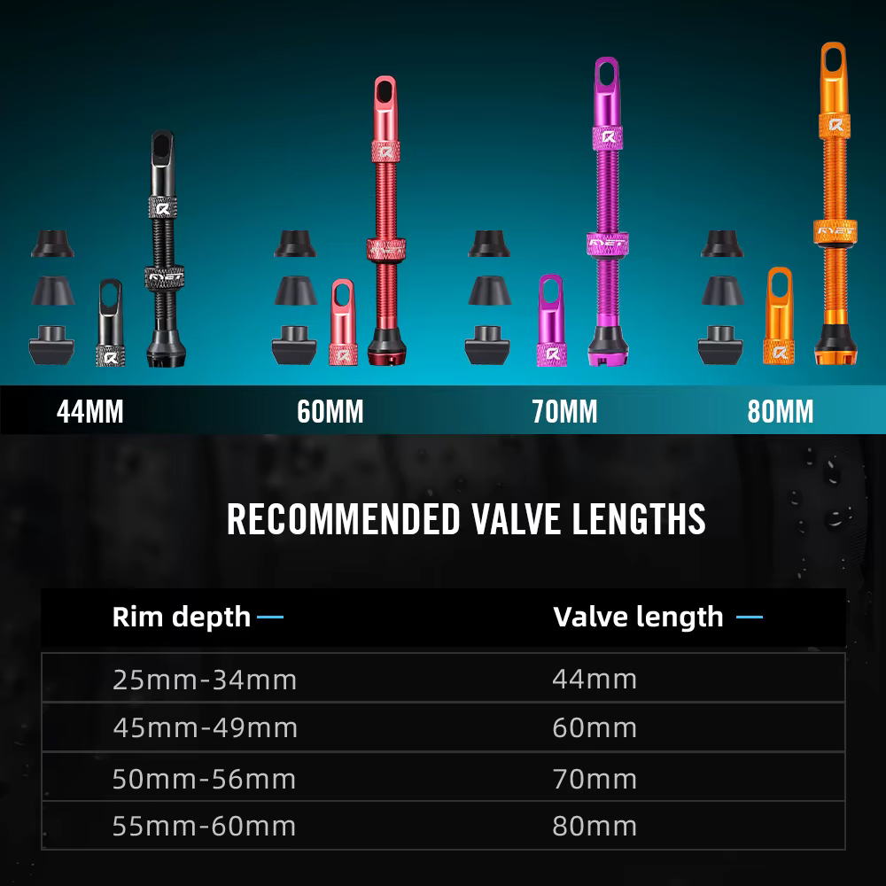 RYET Presta vannes Tubeless 44/60/70/80mm