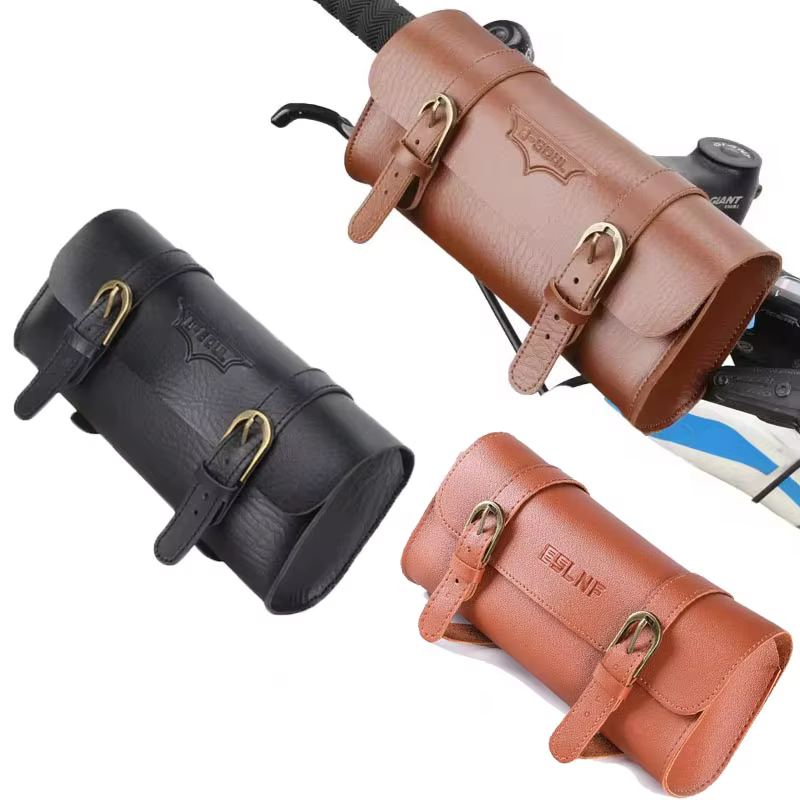 Sac de queue de vélo rétro en cuir PU