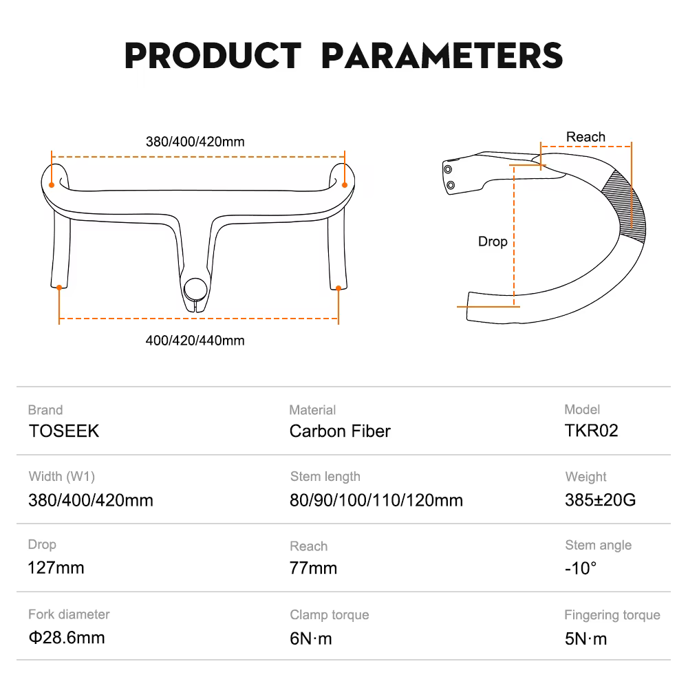 TOSEEK guidon en carbone