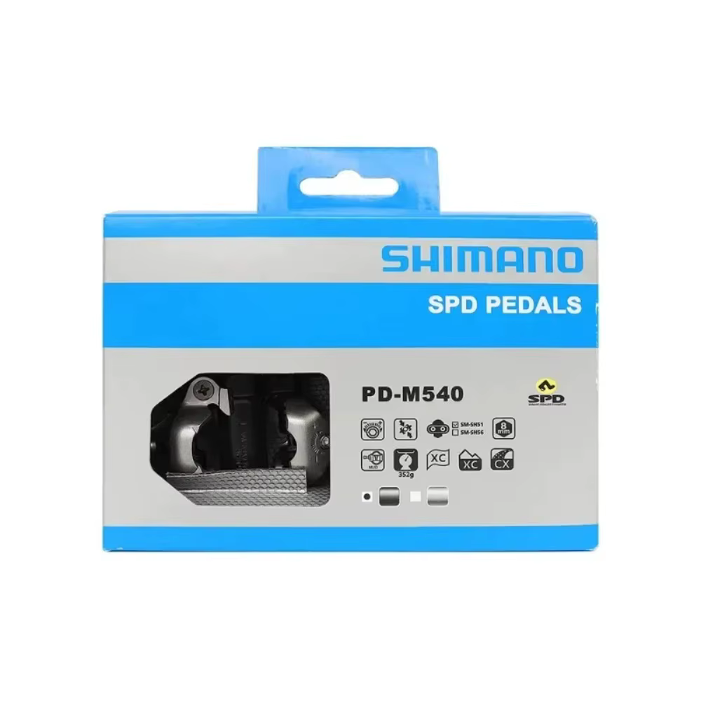 Pédales de vélo SHIMANO PD-M520 PD-M540 SPD professionnelles avec crampons multi-déclenchement SH56 pour VTT et cyclisme sur route - Argent Noir