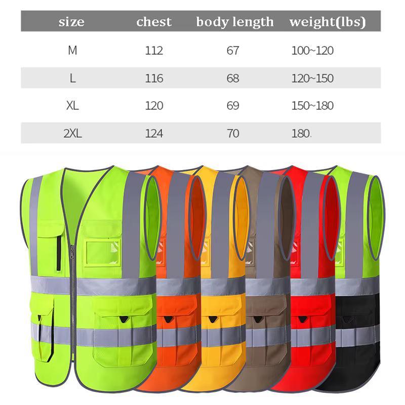 Gilet de circulation orange Touring avec gilet de travail de nuit sur route de construction multi-poches
