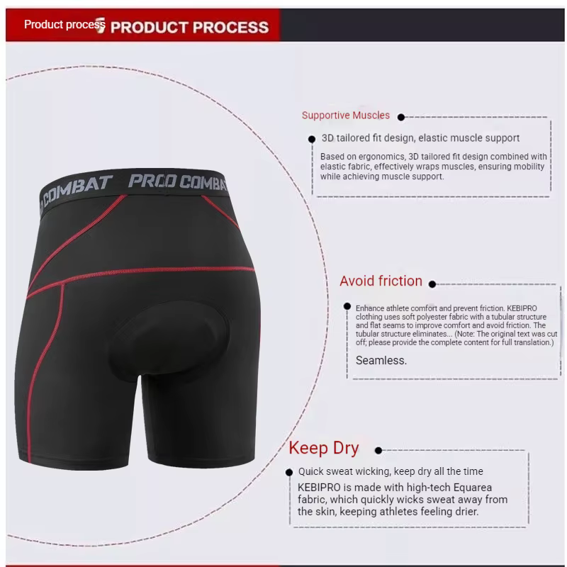 Shorts de cyclisme respirants en mesh avec coussinets en gel antichoc pour VTT