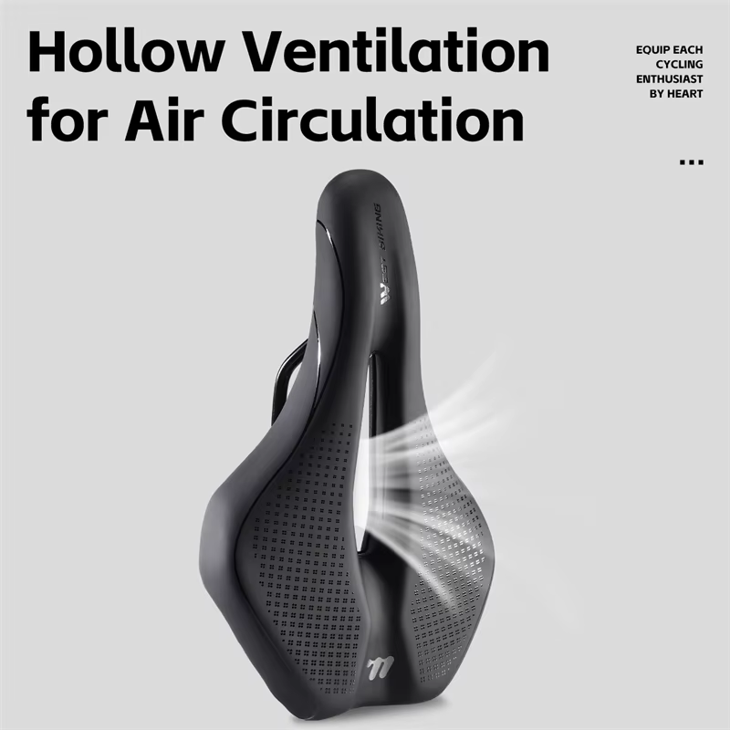 WEST BIKING Selle de vélo en cuir givré respirant et creux