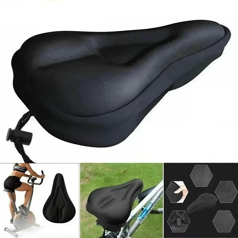 Housse de selle de vélo 3D rembourrée avec coussin en gel large et doux