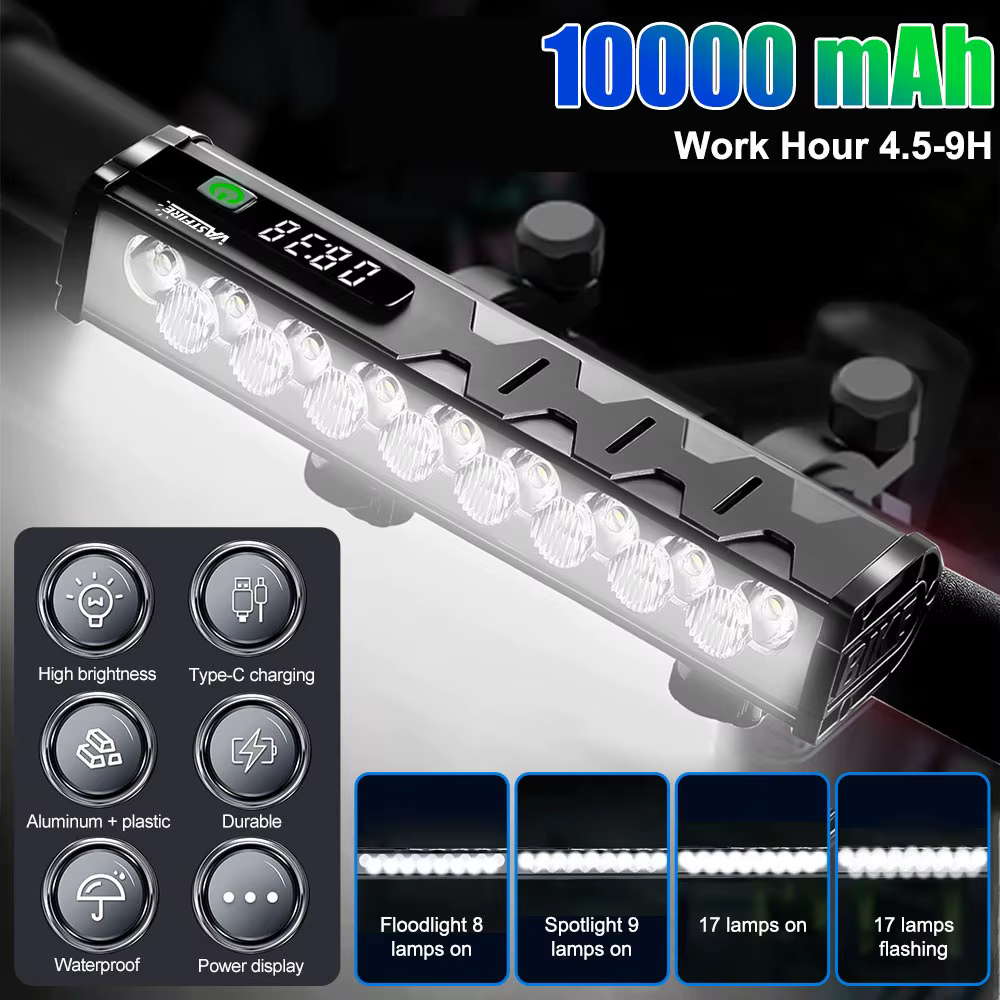 Lumière de vélo avant 8/17LED 25500 lumens