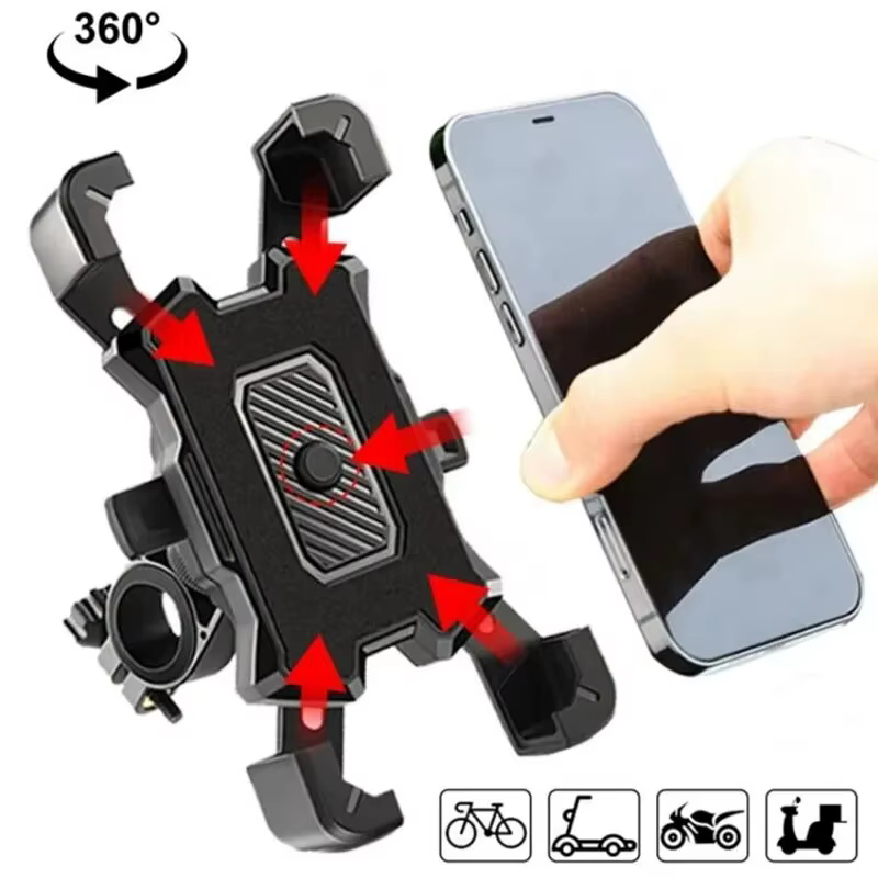 Universel 360 ° Support de téléphone rotatif antidérapant pour vélo, support réglable pour VTT, moto, motocyclette - Accessoire de vélo