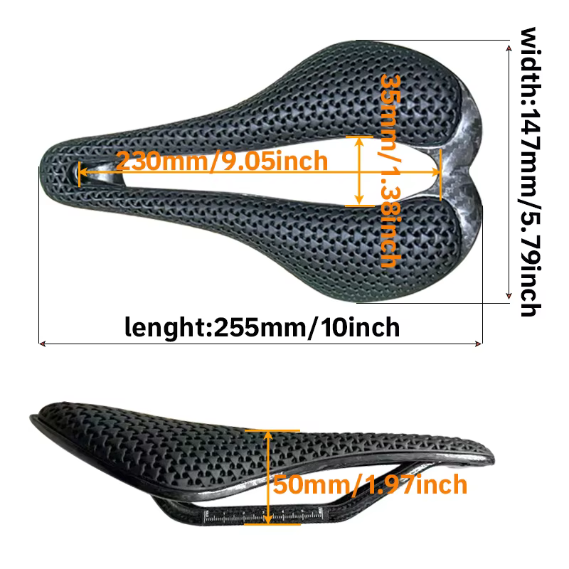Selle imprimée en 3D ultralégère 175g 7*9 siège de vélo pour hommes femmes